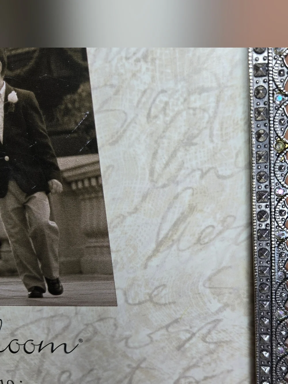 Silver and Colorful Gems Lining The Border with Scalloped Edge 8x10